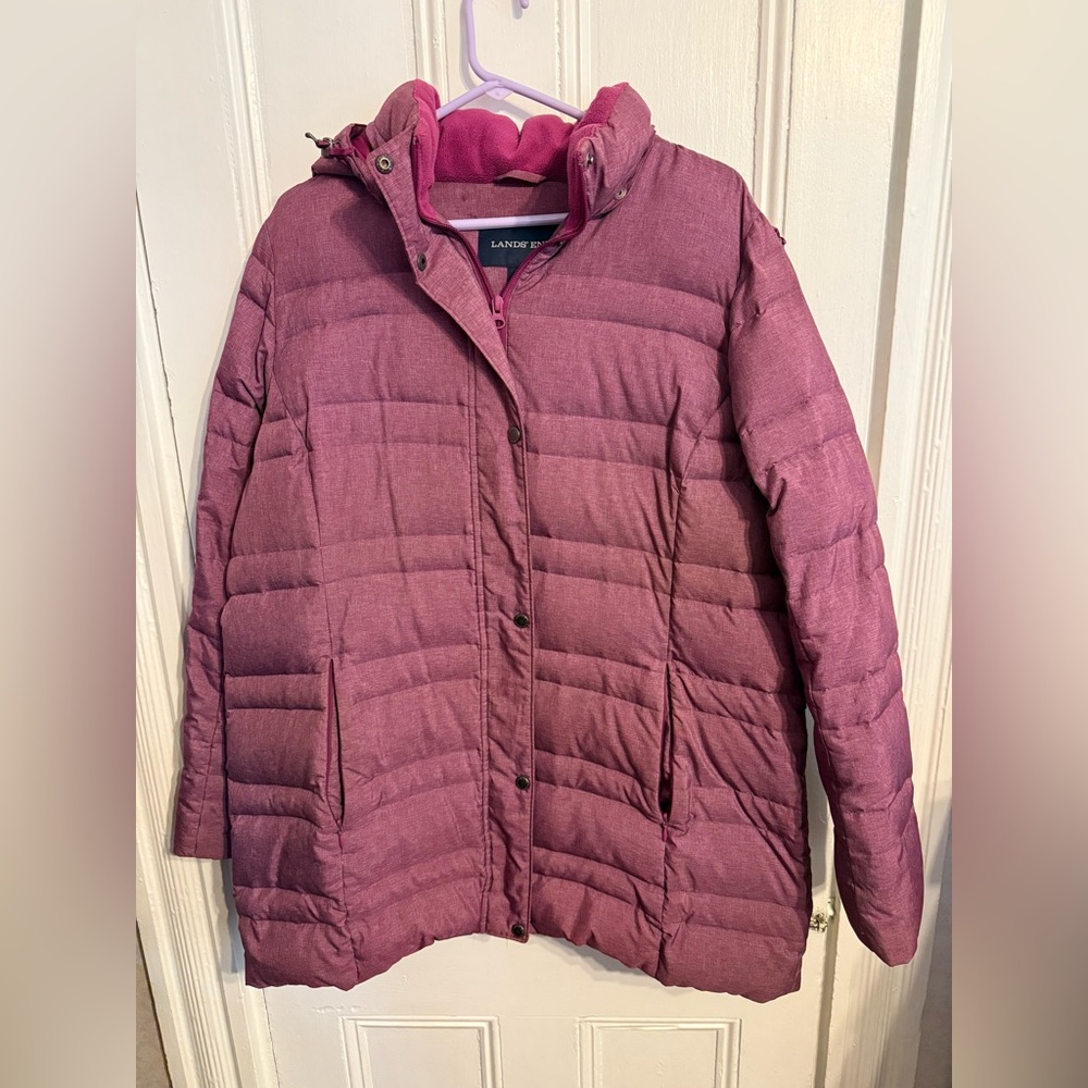 Lands' End Women's sz18 Plum Puffer Jacket - Picture 3 of 9